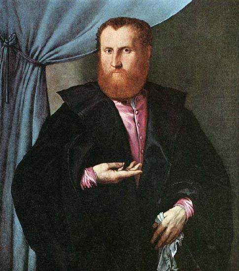 Lorenzo Lotto Portrait of a Man in Black Silk Cloak oil painting picture